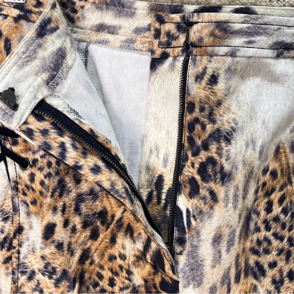 Vintage 90s Y2K BETU Sport animal print skirt size 10 cotton blend skirt unlined